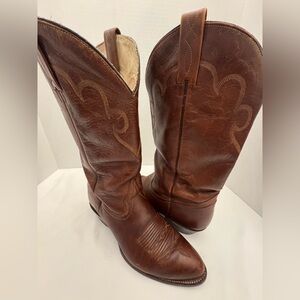 Vintage J Chisholm Cowboy Western Boots Mens Size 10 EE Brown Leather mens 26528